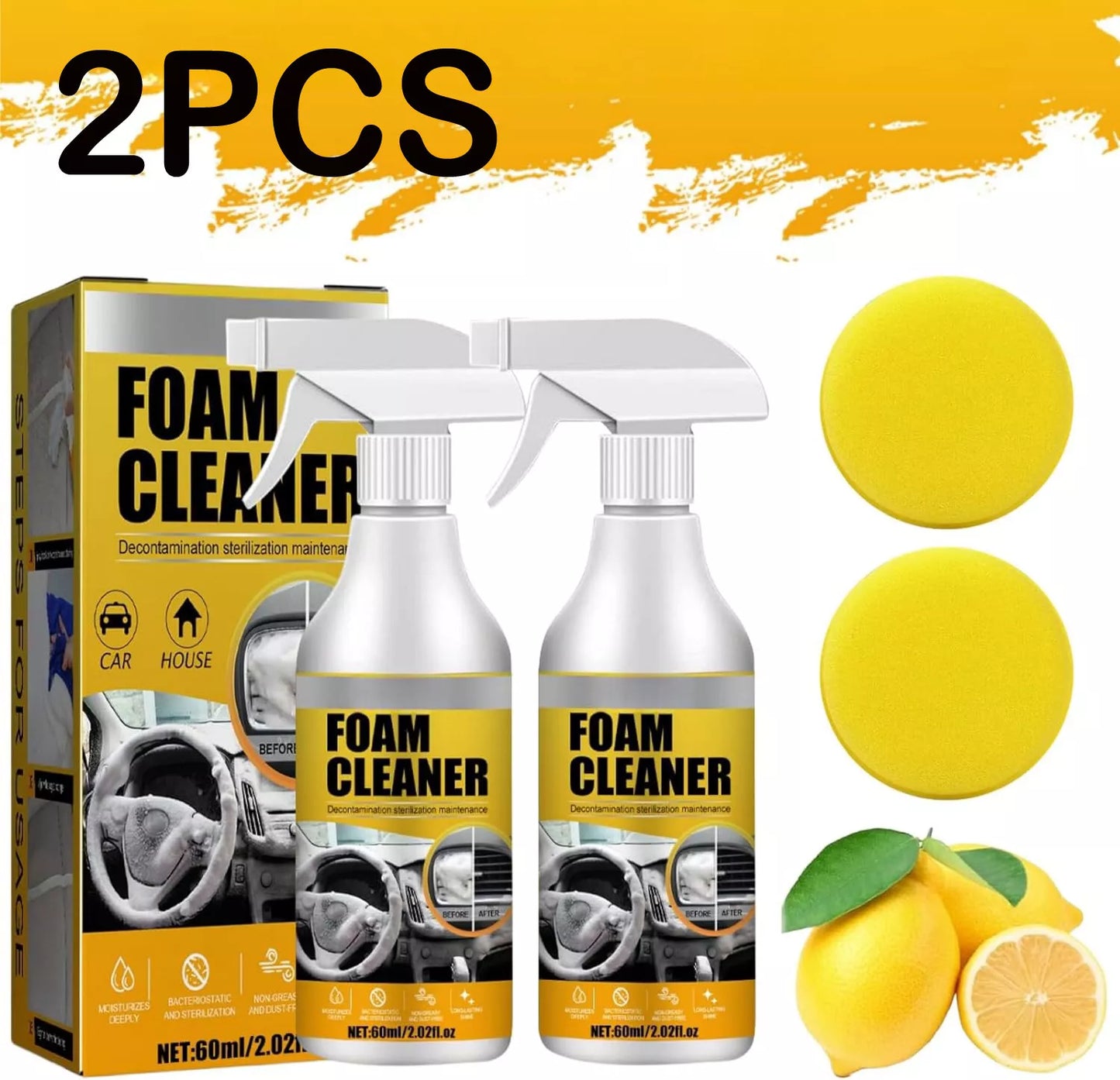 Healthadss ™ 2 Pack Car Interior Foam Cleaner