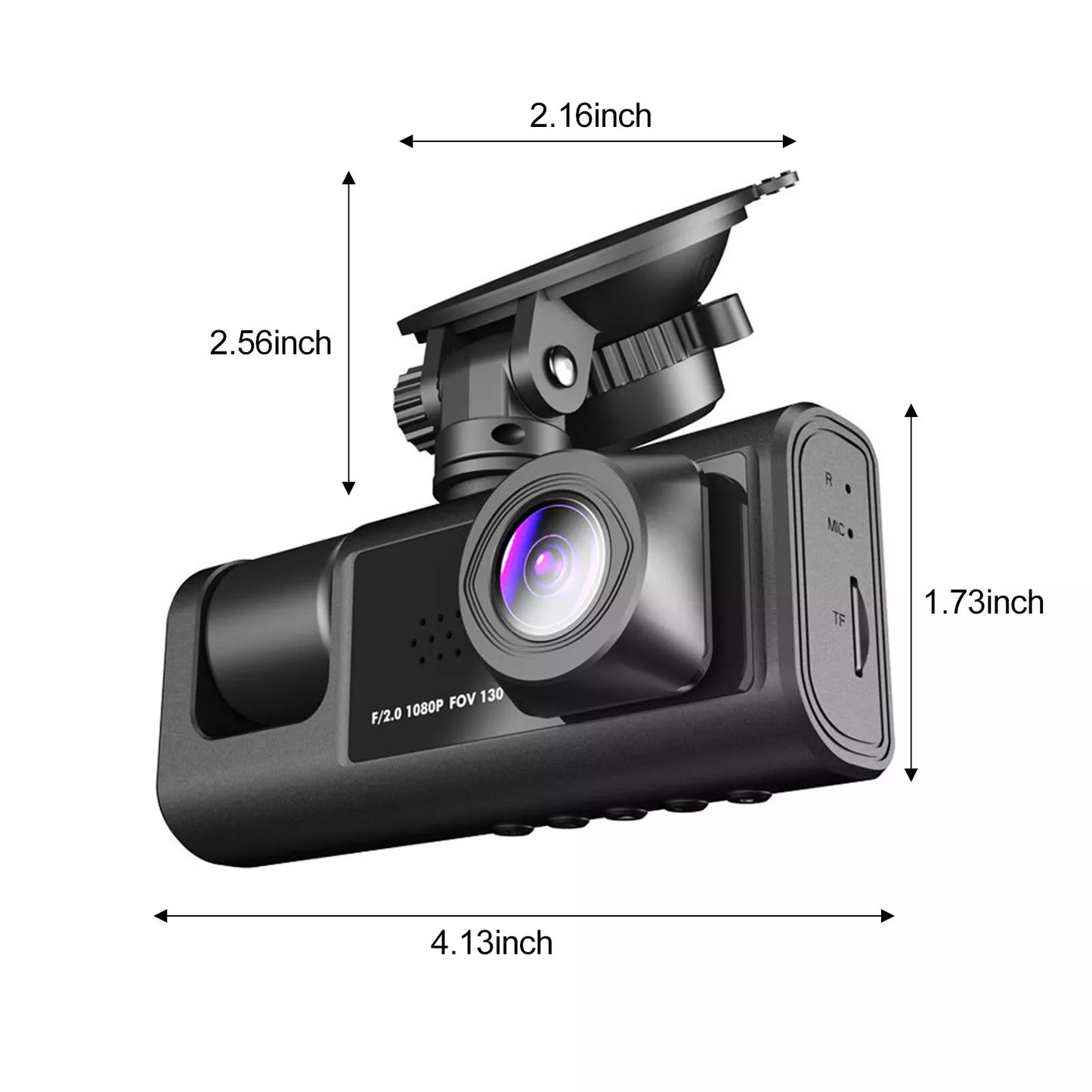 Healthadss ™ HD 1080P Car Dual Lens Dash Cam Front/Rear/Inside Video Recorder Camera G-sensor