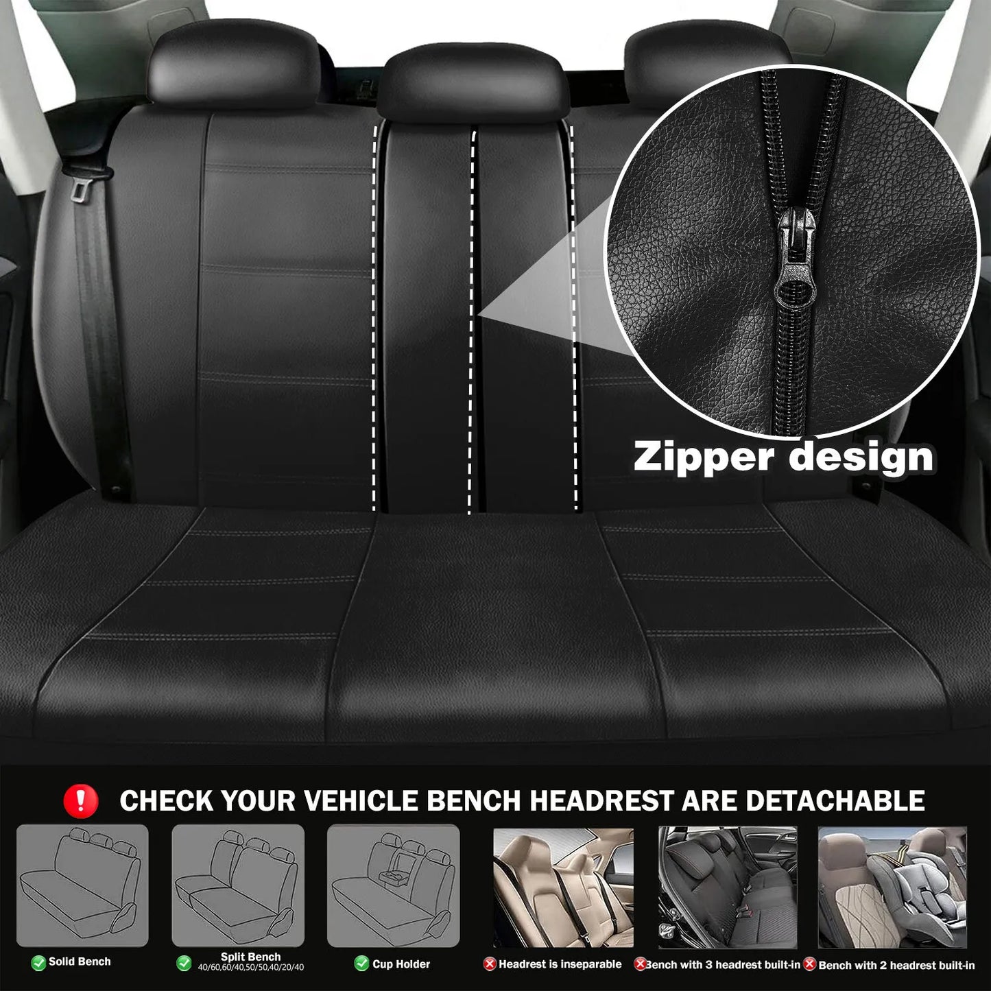 Healthadss ™ Leather Car Seat Covers Full Set 5-Seats Front Rear Protector Cushion For TOYOTA