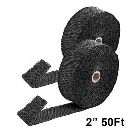 Healthadss ™ 2''x100ft Black Pipe Header Manifold Exhaust Heat Wrap Tape +ties for Motorcycle