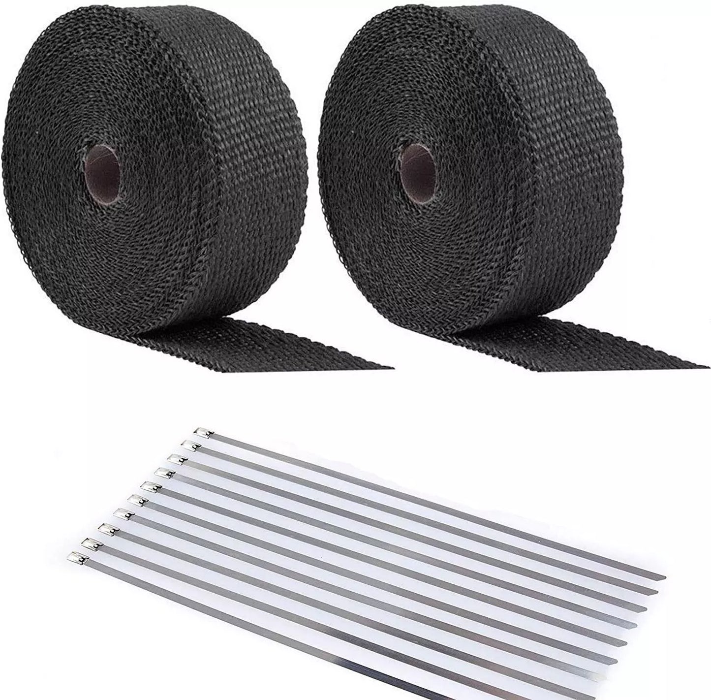 Healthadss ™ 2''x100ft Black Pipe Header Manifold Exhaust Heat Wrap Tape +ties for Motorcycle