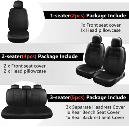 Healthadss ™ Leather Car Seat Covers Full Set 5-Seats Front Rear Protector Cushion For TOYOTA