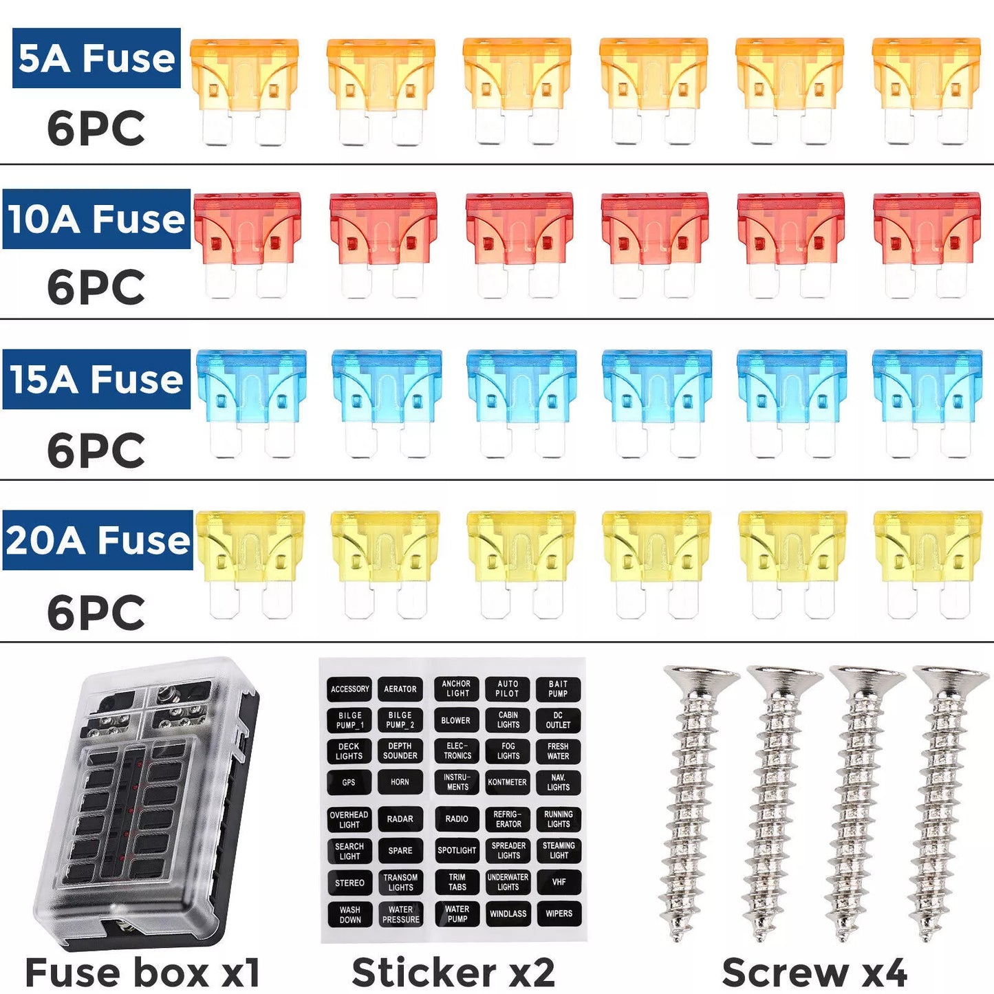 Healthadss ™ 12-Way Blade Fuse Box Block Holder LED Indicator 12V 32V Auto Marine Waterproof