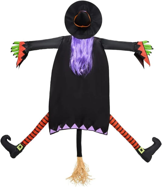 Healthadss ™ Halloween Decorations Outdoor Crashing Witch With Purple Hair