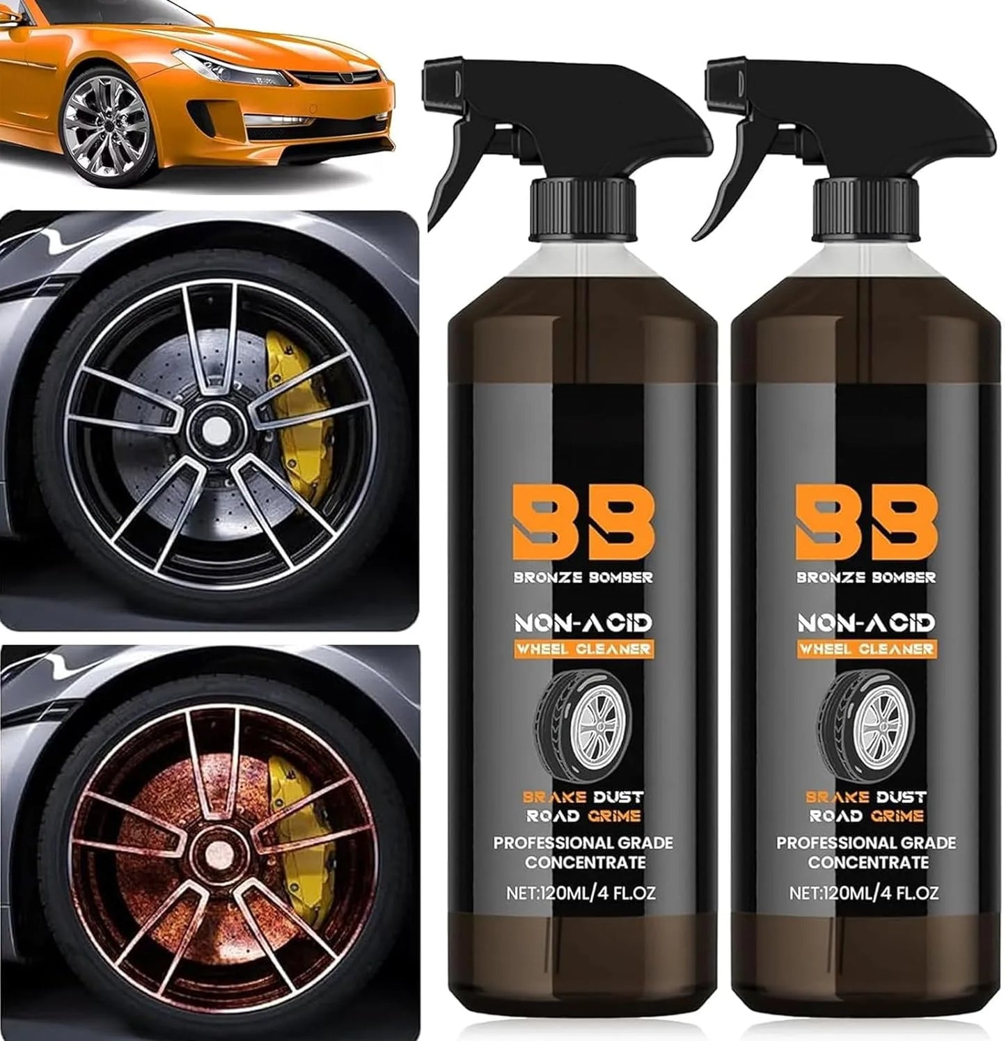 Healthadss ™ 2 Pack Bronze Bomber Non-Acid Wheel Cleaner