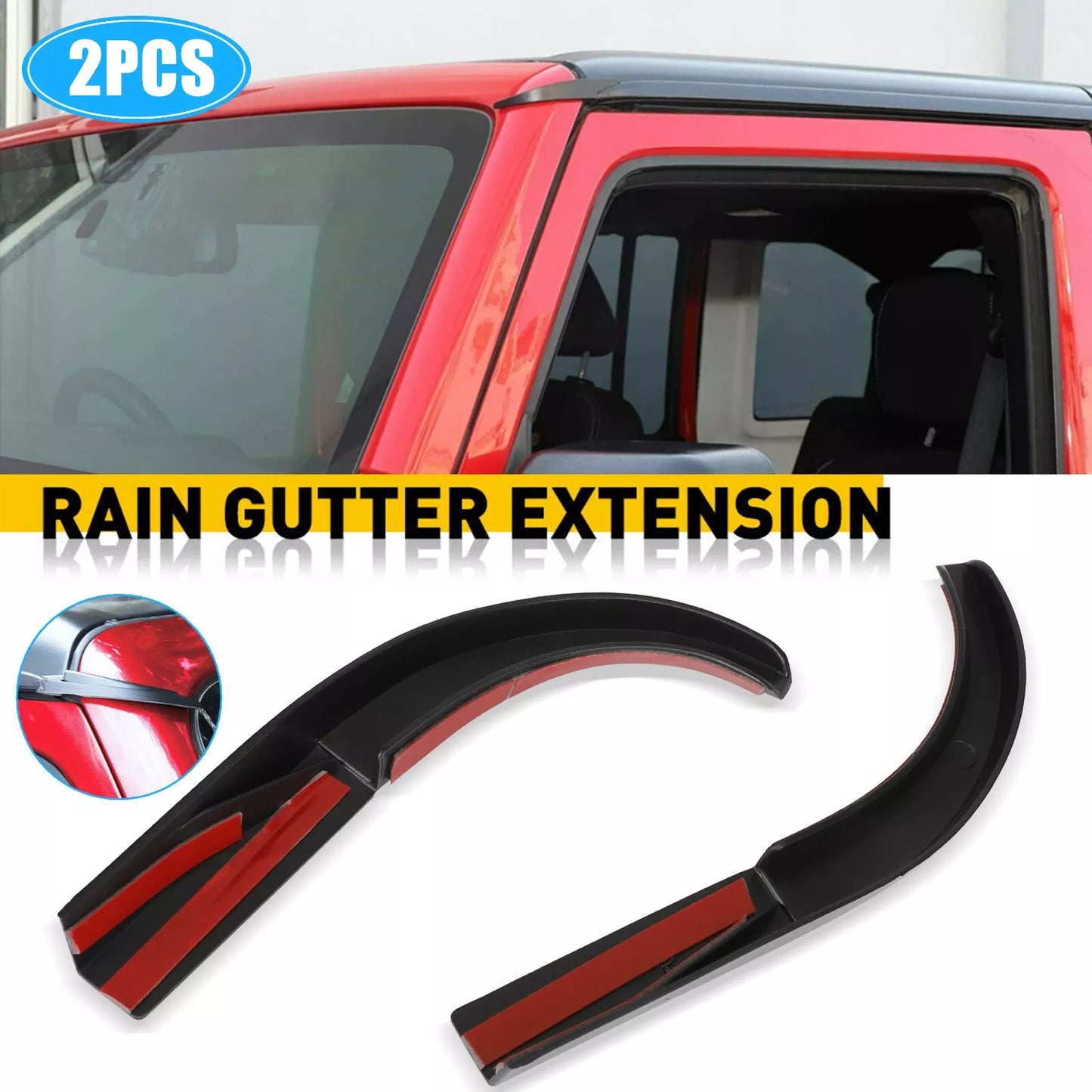 Healthadss ™ For 2007-2018 Jeep Wrangler JK Accessories Water Rain Diverters Gutter Extension