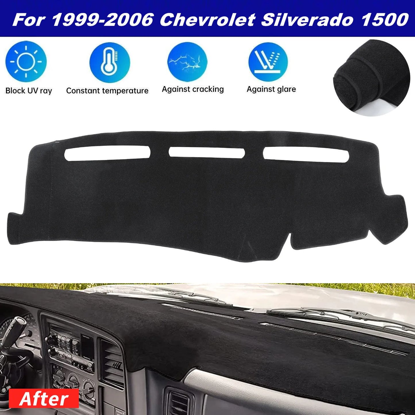 Healthadss ™ Car Dash Cover Mat Dashboard Pad for Chevy Silverado 1500 2500 Tahoe 2001-2006