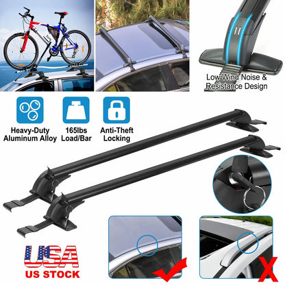 Healthadss ™ Universal Car Top Roof Rack Cross Bar 43.3" Luggage Carrier Aluminum w/ Lock