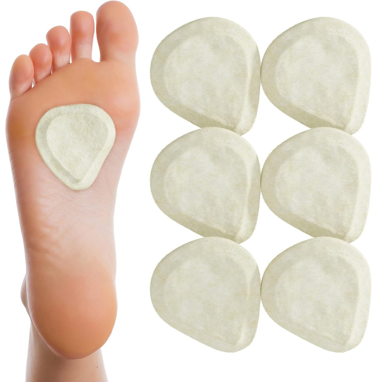 Healthadss ™ Metatarsal Felt Foot Pad Skived Cut - 6 Pairs (12 Pieces)