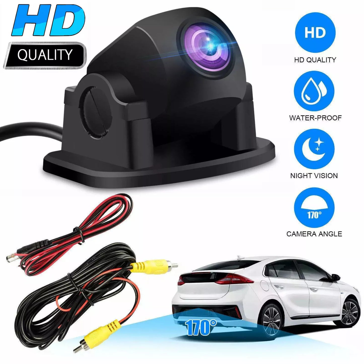 Healthadss ™170° CMOS Car Rear View Backup Camera Reverse HD Night Vision Waterproof Cam Kit