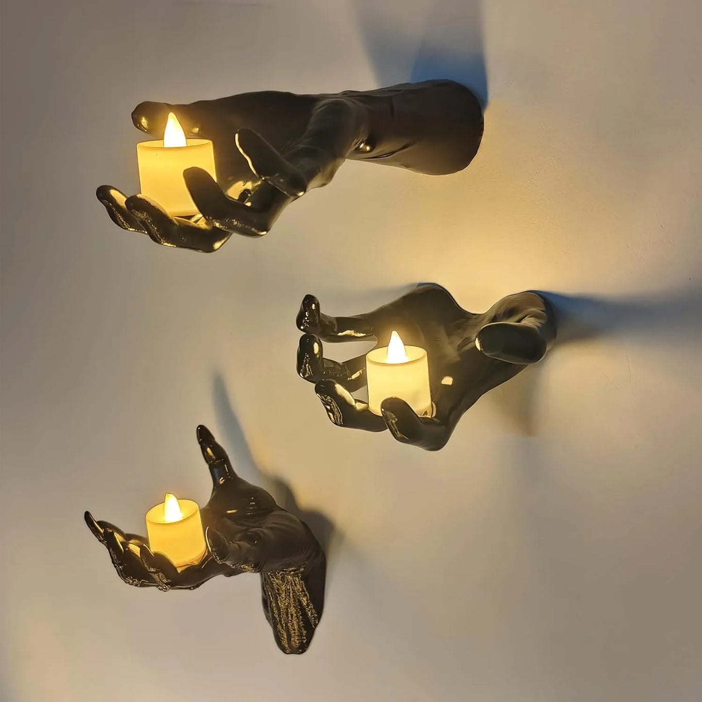 Healthadss ™ Halloween Decorations, 3Pack Wall Mounted Creepy Reaching Hands with Lighted Candles