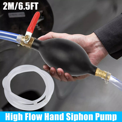 Healthadss ™ Portable Gas Transfer Siphon Pump Gasoline Hose Oil Water Fuel Petrol Hand Pump