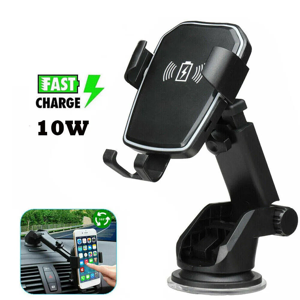 Healthadss ™ Wireless Fast Charging Car Charger Mount Holder Stand 2 in 1 For Cell Phone