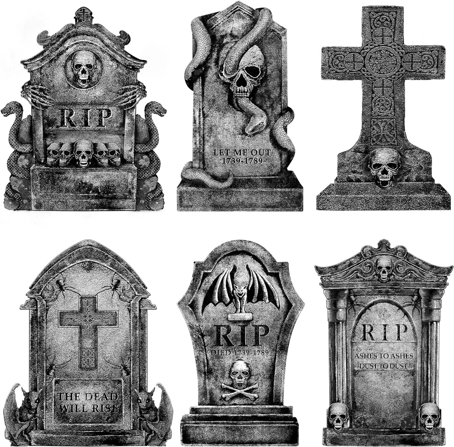 Healthadss ™ 6 Pack Halloween Decorations Outdoor Graveyard Tombstones