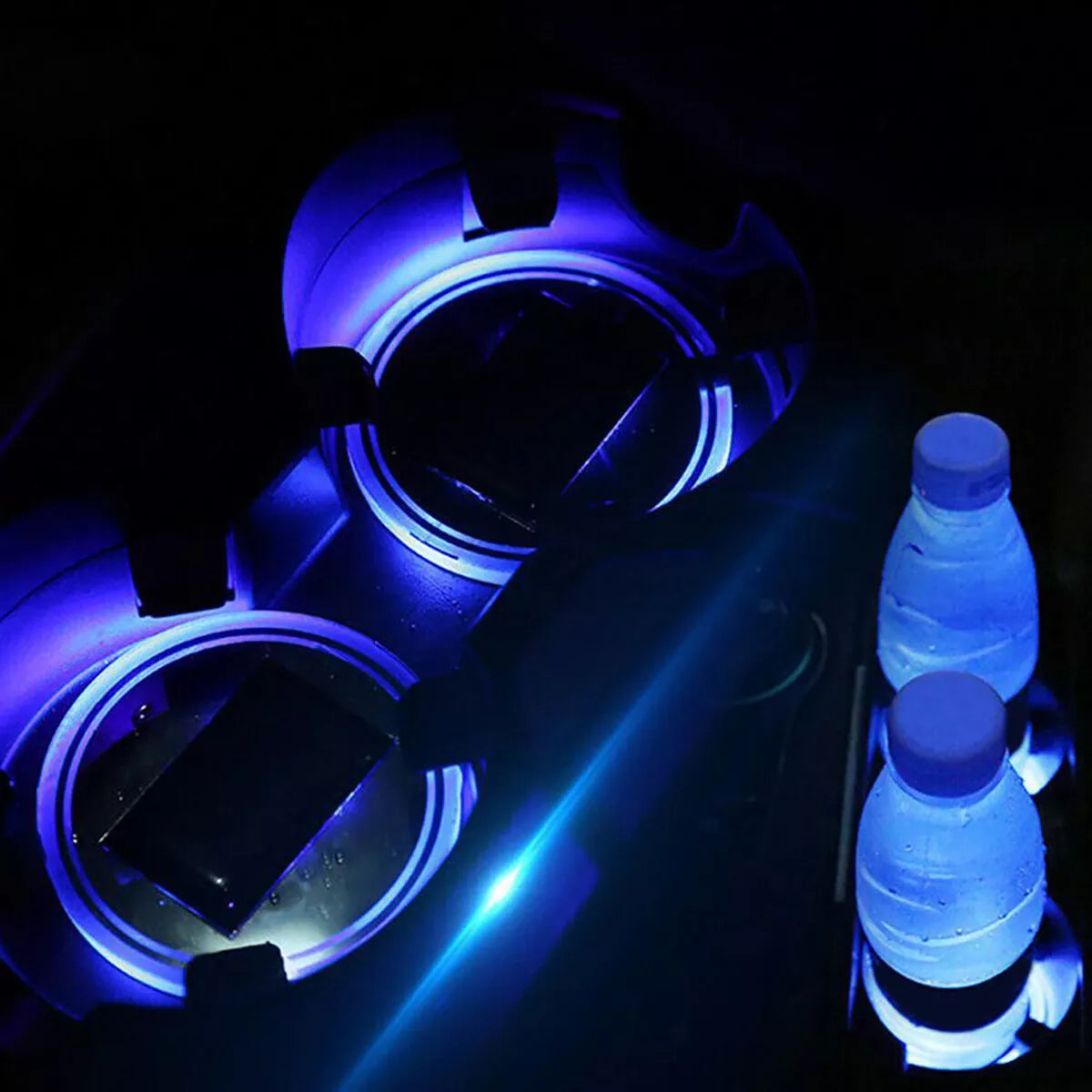 Healthadss ™ 2 pcs LED Solar Cup Pad Car Light Cover Interior Decoration Car Light Accessories