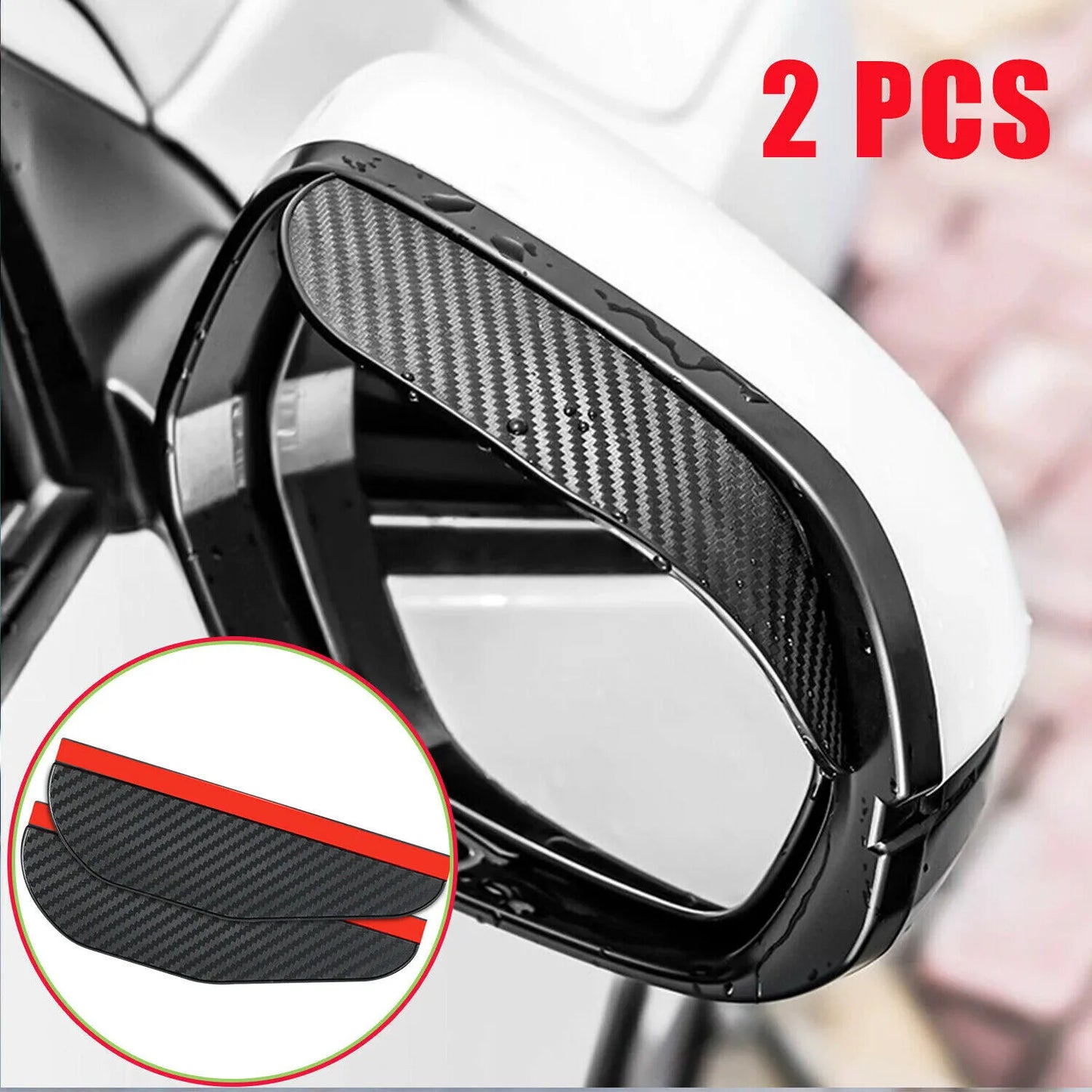 Healthadss ™ 2 Piece Carbon Fiber Black Mirror Rain Visor Guard For Car Auto Accessories