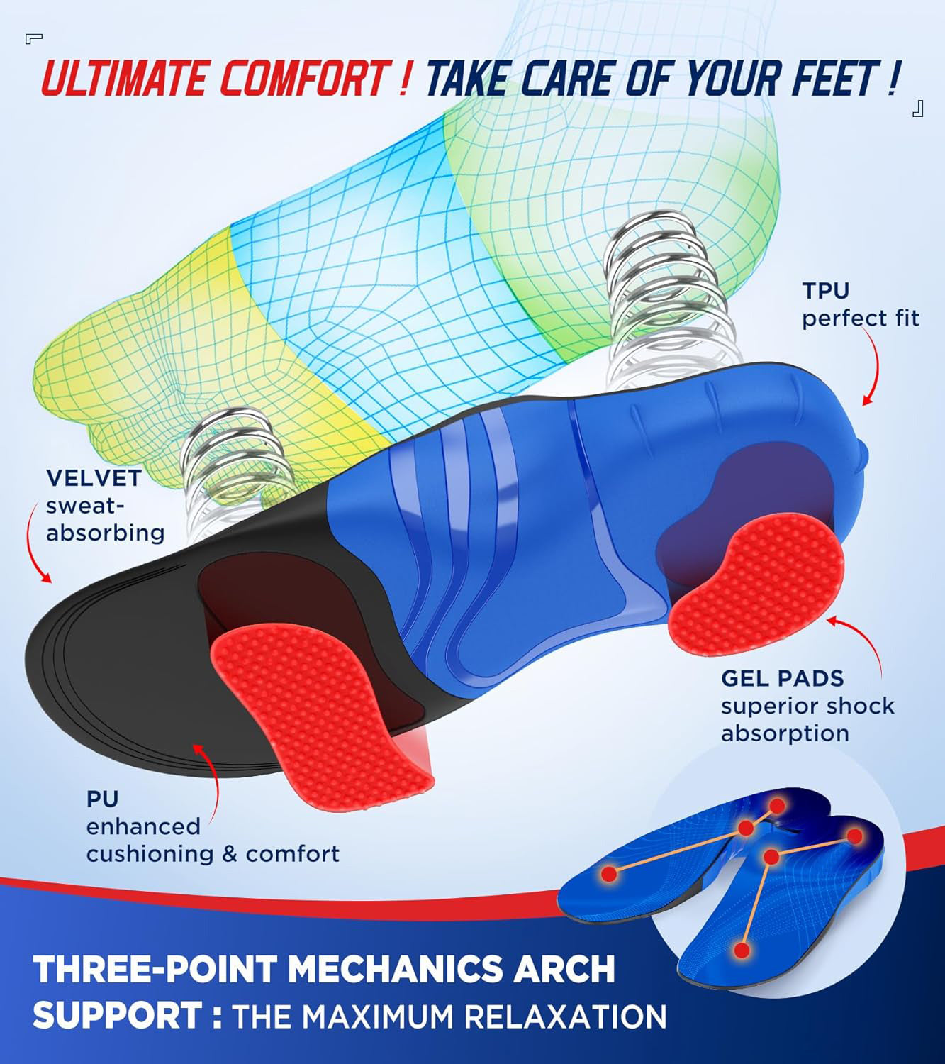 Healthadss ™ 240+lbs Plantar Fasciitis Insoles