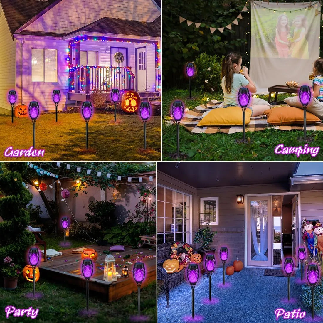 Healthadss ™ Halloween Decorations Outdoor, Halloween Solar Lights Outdoor with Purple Flame