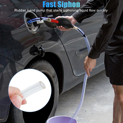 Healthadss ™ Portable Gas Transfer Siphon Pump Gasoline Hose Oil Water Fuel Petrol Hand Pump