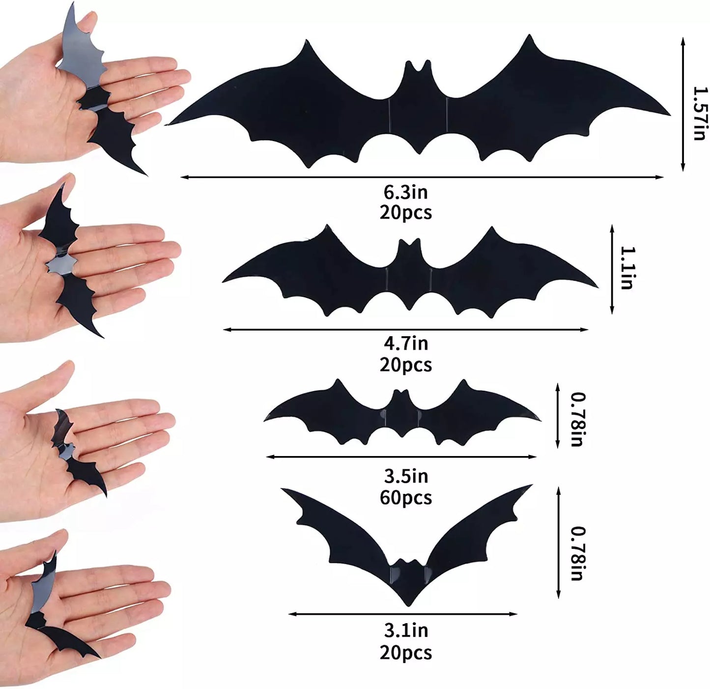 Healthadss ™ Bats Wall Decor,120 Pcs 3D Bat Halloween Decoration Stickers