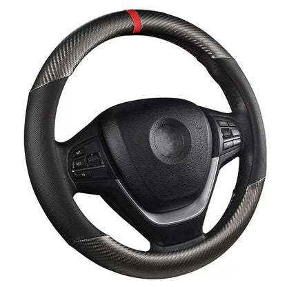 Healthadss ™ Car Steering Wheel Cover Carbon Black Leather Breathable Anti-slip Accessories