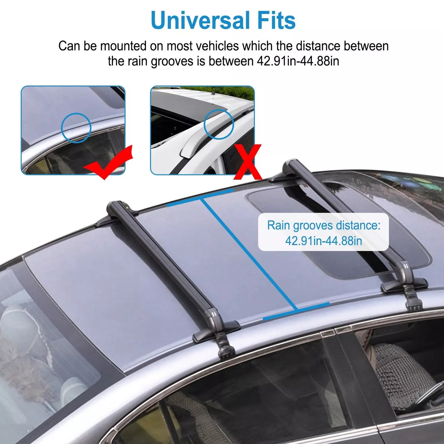 Healthadss ™ Universal Car Top Roof Rack Cross Bar 43.3" Luggage Carrier Aluminum w/ Lock