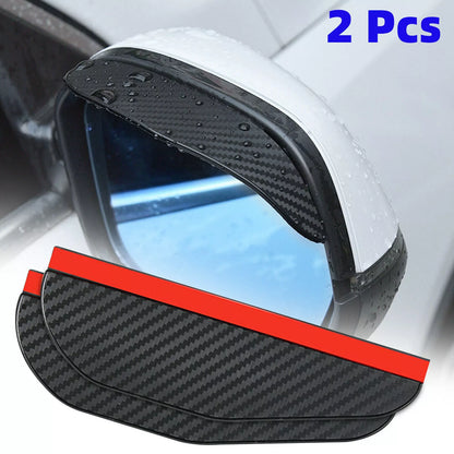 Healthadss ™ 2 Piece Carbon Fiber Black Mirror Rain Visor Guard For Car Auto Accessories