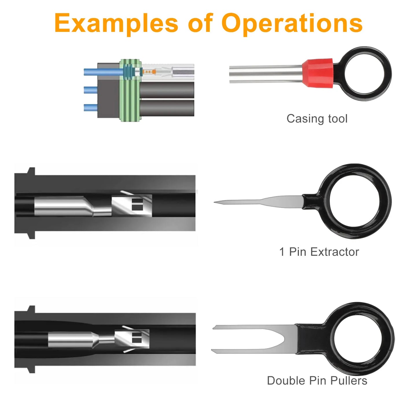 Healthadss ™ 100pcs Pin Ejector Wire Kit Extractor Connector Puller Car Terminal Removal Tool