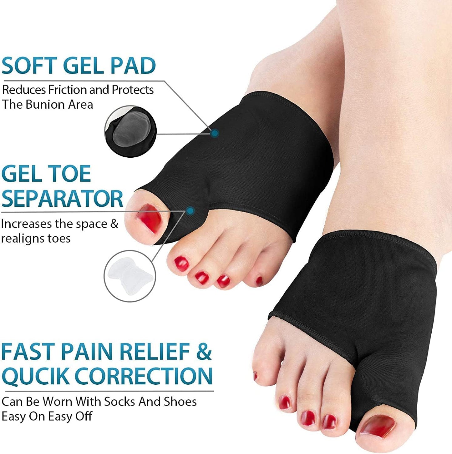 Healthadss ™ Bunion Corrector,Hallux Valgus Pain Relief,Comfortable & Breathable for Day/Night Support