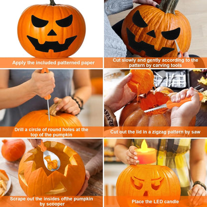 Healthadss ™ 15 PCS Pumpkin Carving Tools with LED Candles