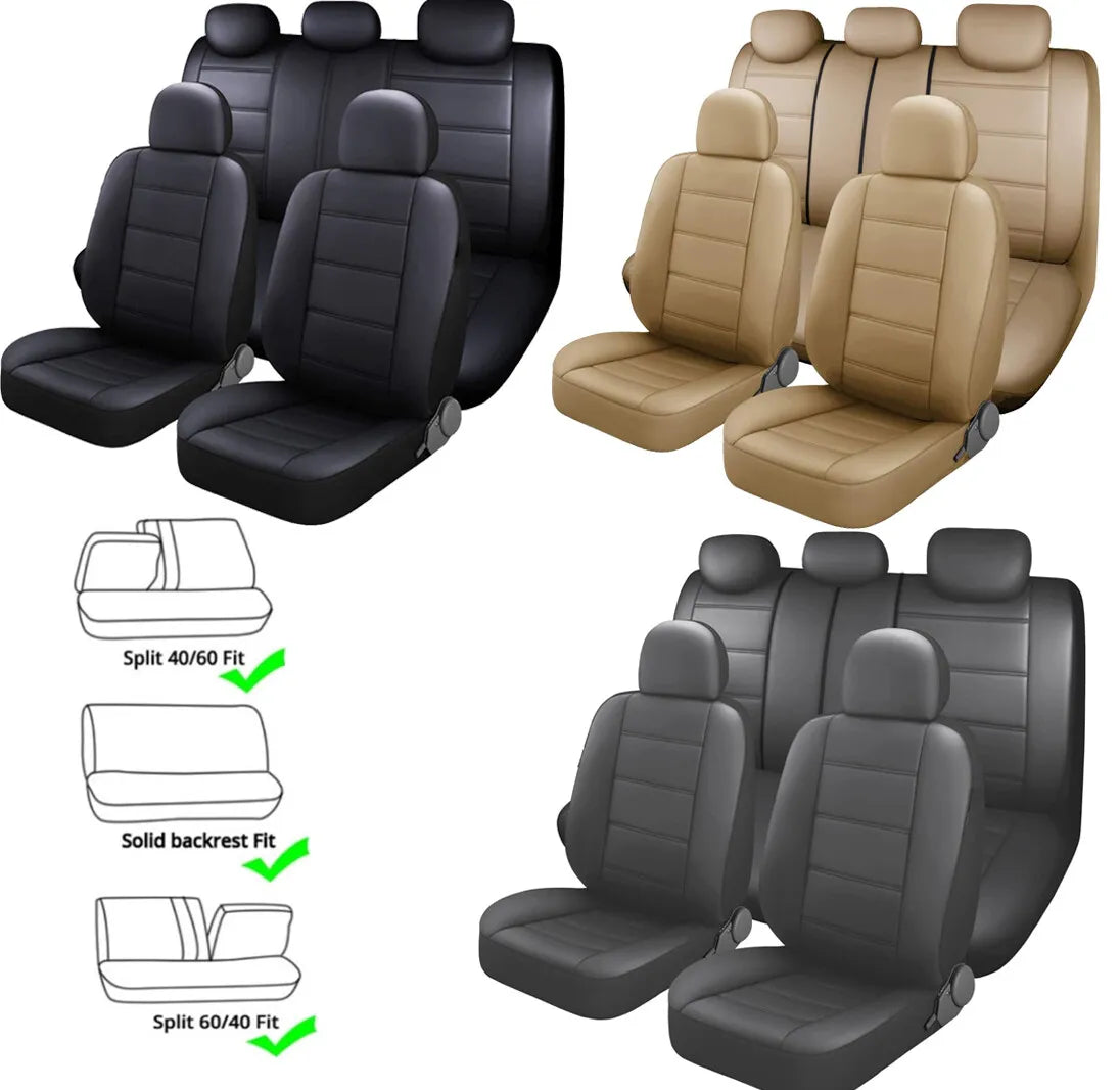 Healthadss ™ Leather Car Seat Covers Full Set 5-Seats Front Rear Protector Cushion For TOYOTA