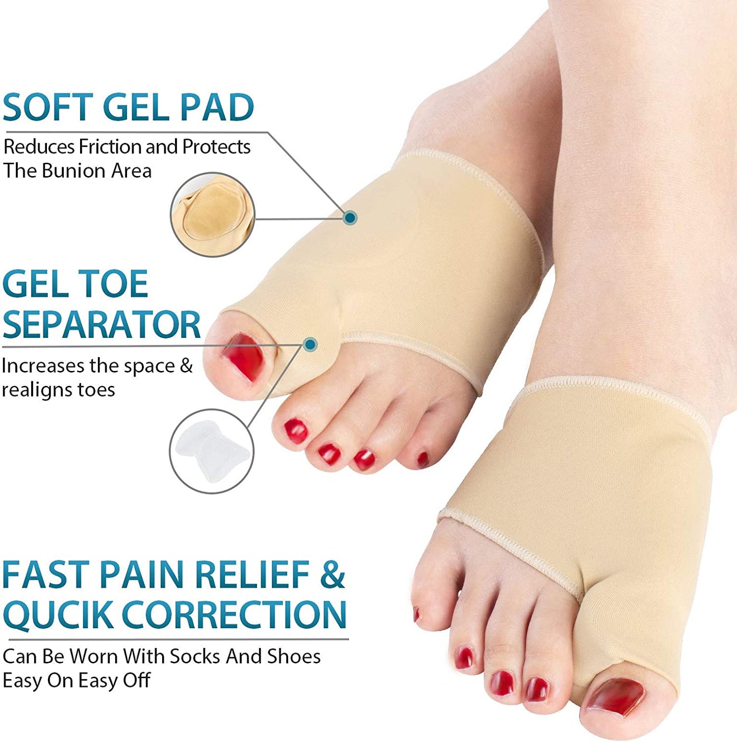 Healthadss ™ Bunion Corrector,Hallux Valgus Pain Relief,Comfortable & Breathable for Day/Night Support