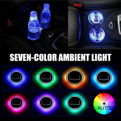 Healthadss ™ 2 pcs LED Solar Cup Pad Car Light Cover Interior Decoration Car Light Accessories