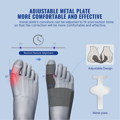 Healthadss ™ Adjustable Bunion Splint Brace Big Toe Straightener for Bunion Pain Relief, Hallux Valgus Correction Day/Night Support