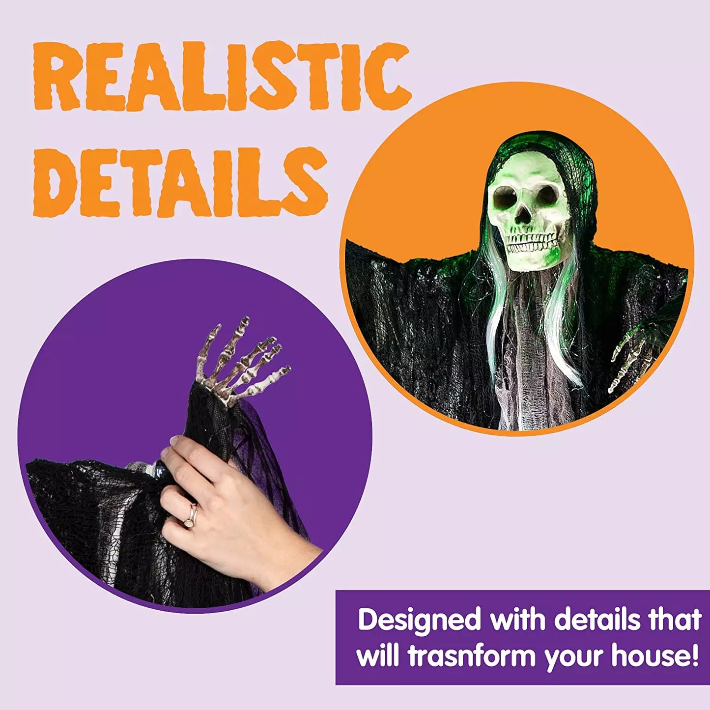 Healthadss ™3 Pack Hanging Halloween Skeleton Ghosts Decorations, Grim Reapers for Best