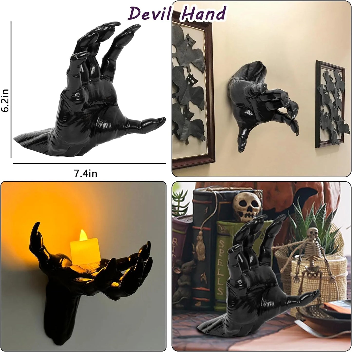 Healthadss ™ Halloween Decorations, 3Pack Wall Mounted Creepy Reaching Hands with Lighted Candles