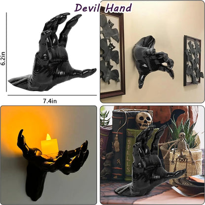 Healthadss ™ Halloween Decorations, 3Pack Wall Mounted Creepy Reaching Hands with Lighted Candles