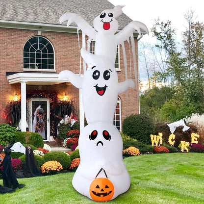 Healthadss ™ 9.8 FT High Halloween Inflatable Overlap Ghost Outdoor Decorations Blow Up Yard with Built-in LEDs for Garden Lawn Indoor Party Decor (Three Ghosts)