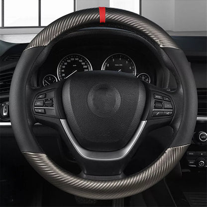 Healthadss ™ Car Steering Wheel Cover Carbon Black Leather Breathable Anti-slip Accessories