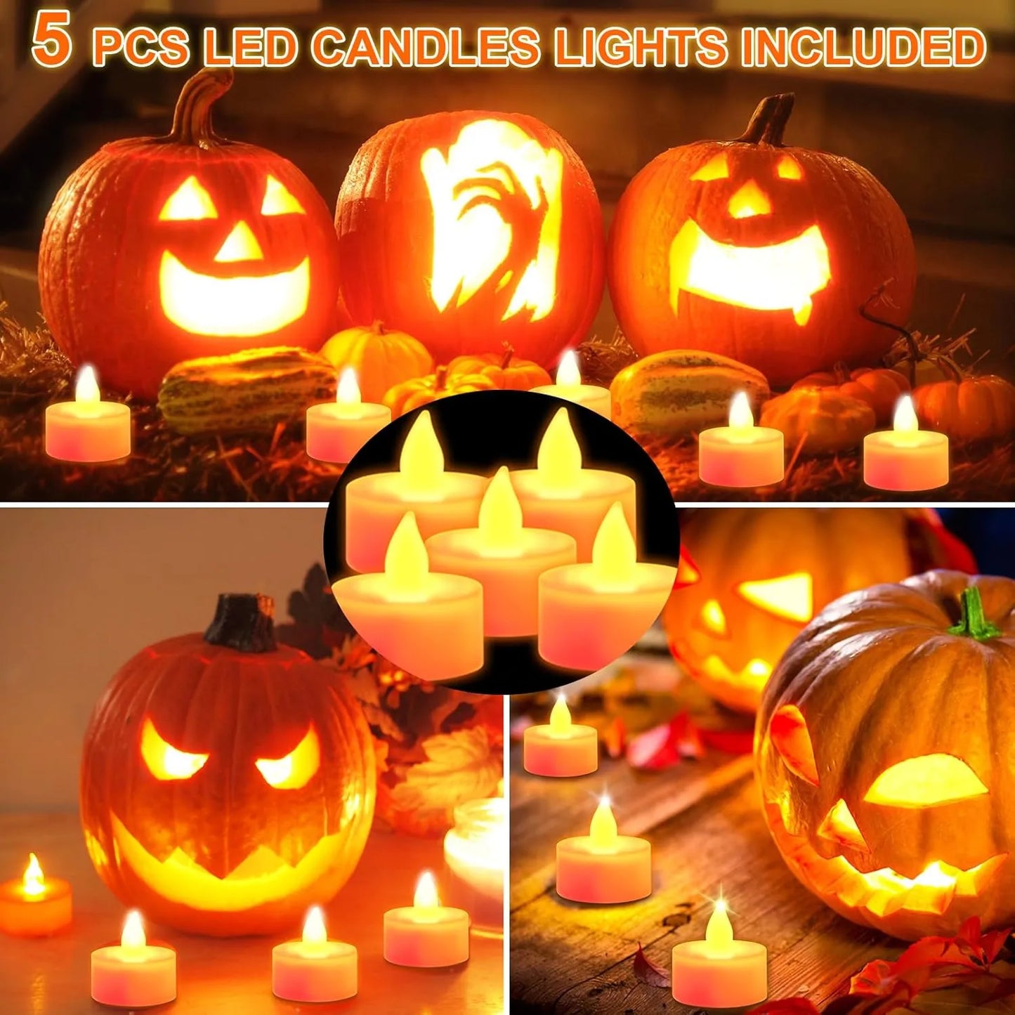 Healthadss ™ 15 PCS Pumpkin Carving Tools with LED Candles