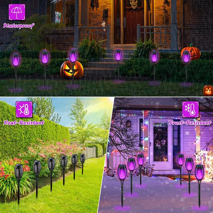 Healthadss ™ Halloween Decorations Outdoor, Halloween Solar Lights Outdoor with Purple Flame