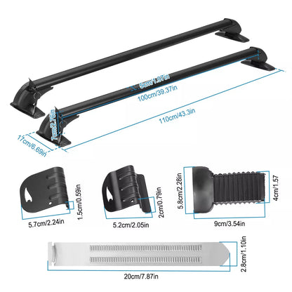 Healthadss ™ Universal Car Top Roof Rack Cross Bar 43.3" Luggage Carrier Aluminum w/ Lock