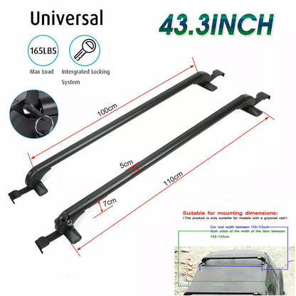 Healthadss ™ Universal Car Top Roof Rack Cross Bar 43.3" Luggage Carrier Aluminum w/ Lock