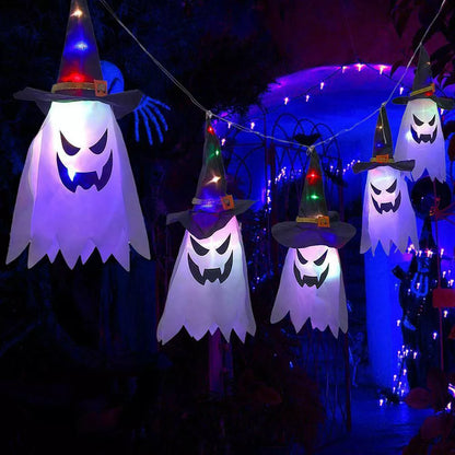 Healthadss ™ 5Pc Halloween Ghost String Light Hanging Witch Hat Decoration Indoor Outdoor LED