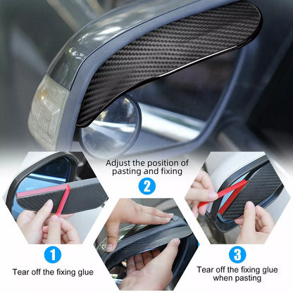 Healthadss ™ 2 Piece Carbon Fiber Black Mirror Rain Visor Guard For Car Auto Accessories