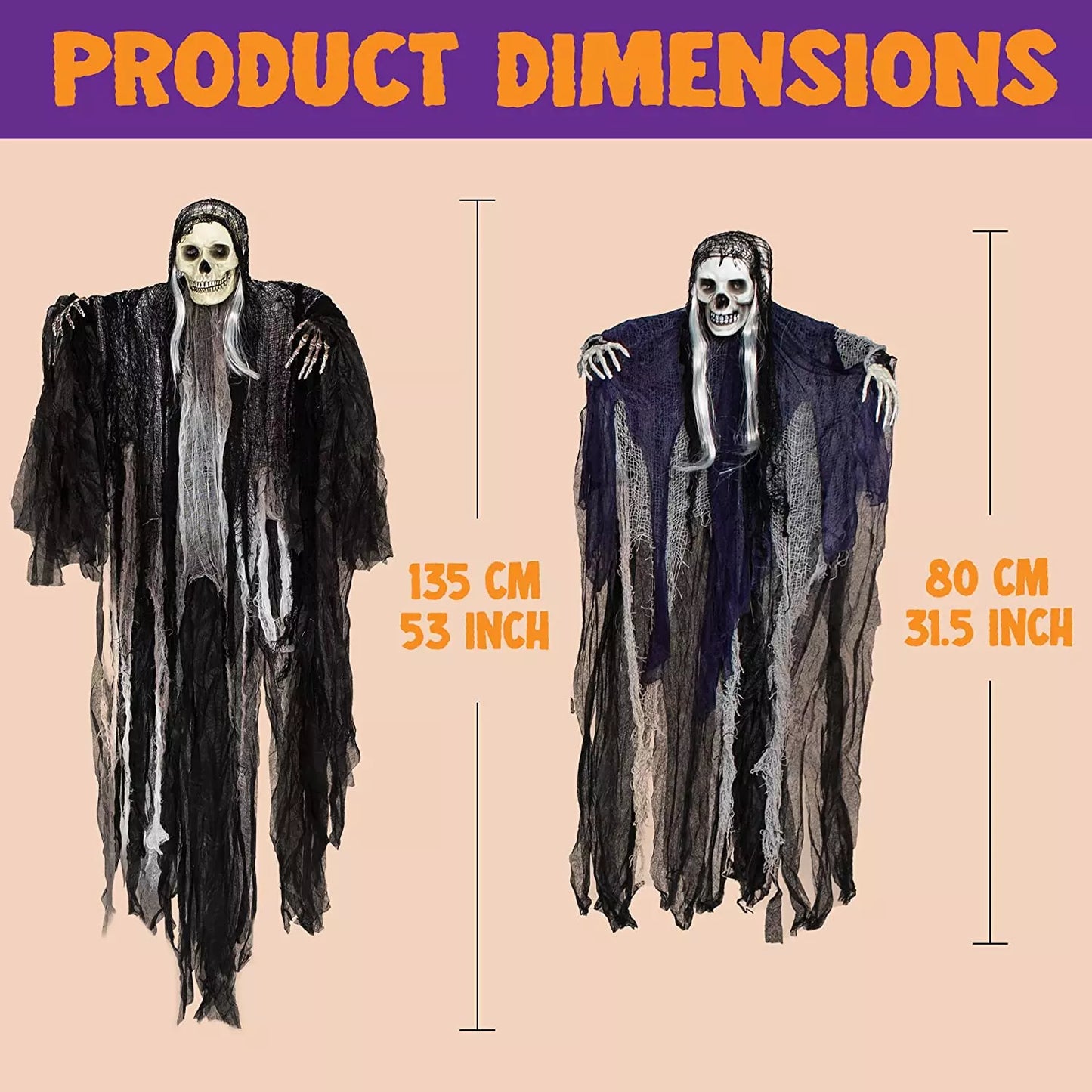 Healthadss ™3 Pack Hanging Halloween Skeleton Ghosts Decorations, Grim Reapers for Best