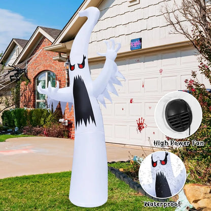 Healthadss ™ 6 FT Halloween Inflatables Ghost Outdoor Decorations Blow Up Yard Scary Red Eye Dimming Ghost with Built-in Colorful LEDs for Garden Lawn Indoor Party Decor