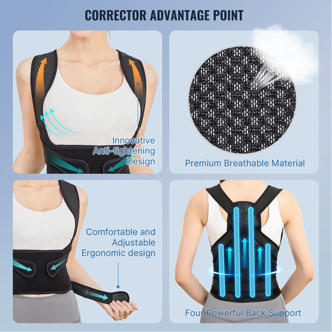 Healthadss ™ Back Brace Posture Corrector,Shoulder Straightener, Adjustable Full Back Support