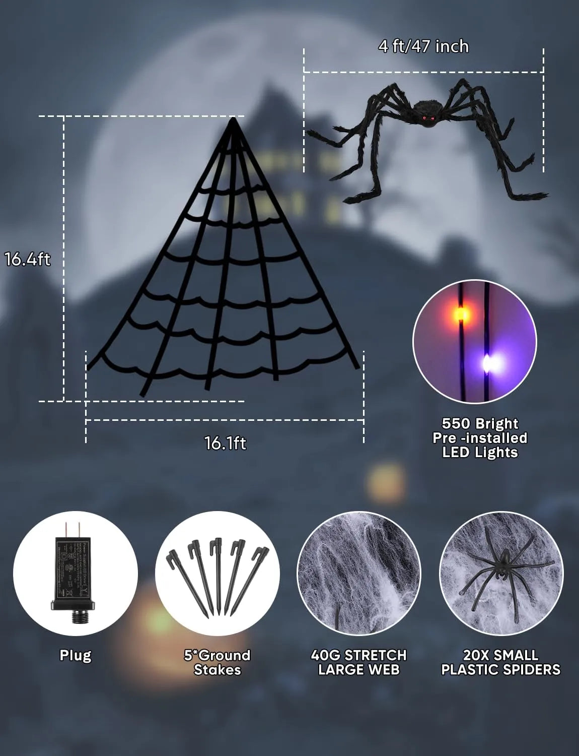 Healthadss ™ Spider Webs Halloween Decorations Lights