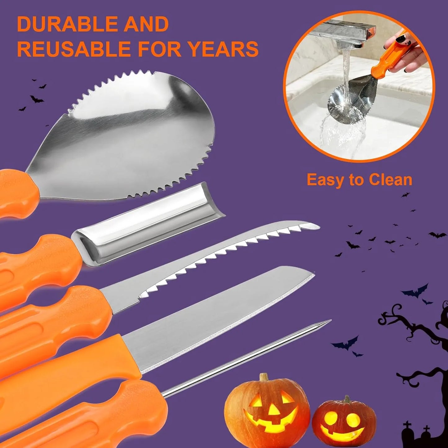 Healthadss ™ 15 PCS Pumpkin Carving Tools with LED Candles